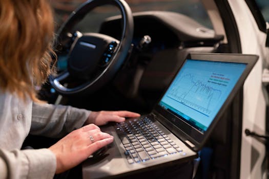 image of a woman analyzing data on a laptop