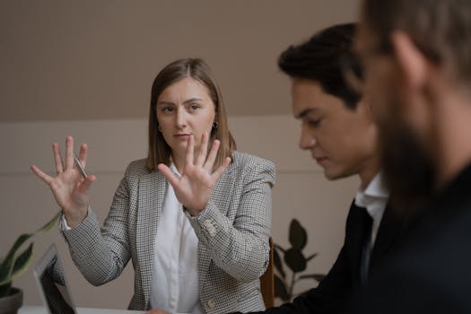 a woman presenting at a conference