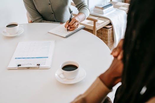 a consultant discussing strategies with a client