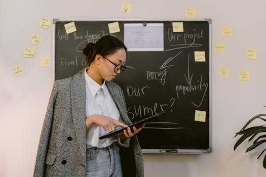 a busy marketing consultant brainstorming